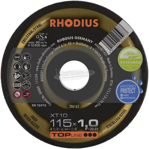 Rhodius XT10 206162 Vágótárcsa, egyenes 115mm 22.23mm 1db 206162