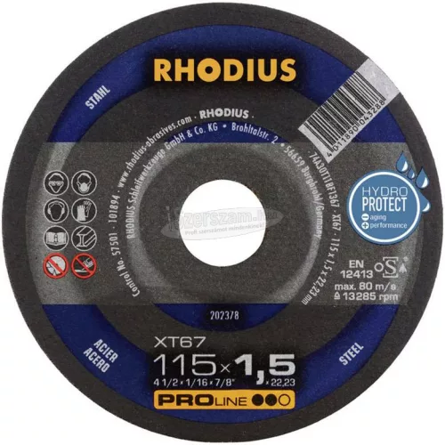 Rhodius XT67 210742 Vágótárcsa, egyenes 115mm 22.23mm 1 készlet 210742