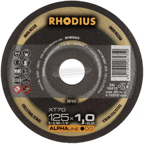 Rhodius XT70 PACK 211081 Vágótárcsa, egyenes 125mm 22.23mm 50db 211081