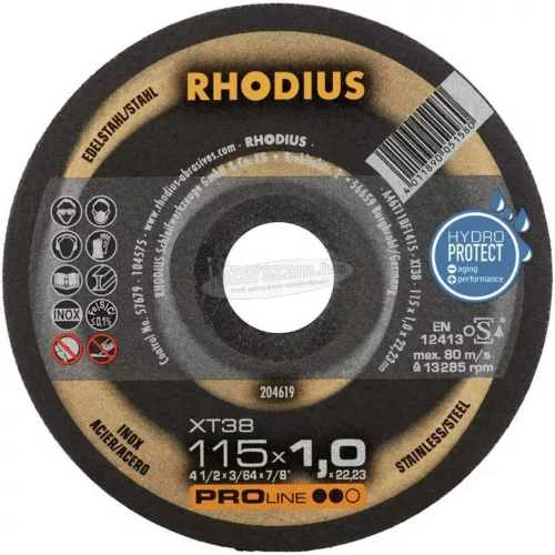 Rhodius XT38 210745 Vágótárcsa, egyenes 115mm 22.23mm 10db 210745