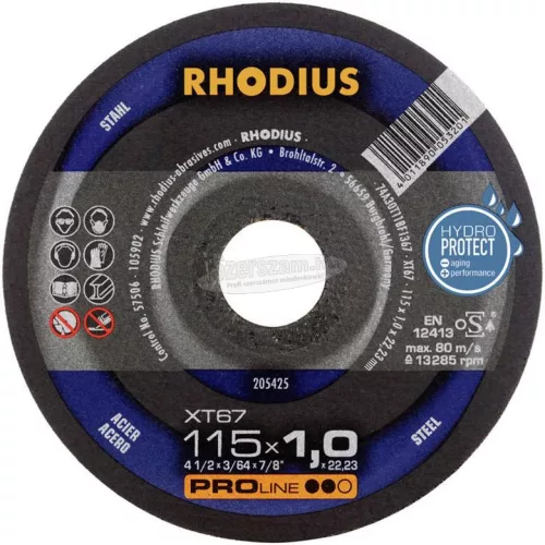 Rhodius XT67 210741 Vágótárcsa, egyenes 115mm 22.23mm 10db 210741