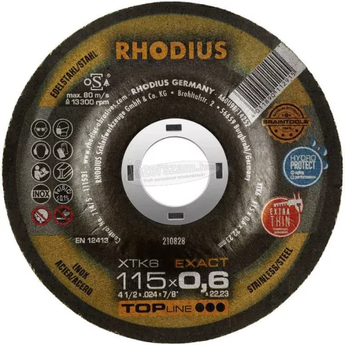 Rhodius XTK6 EXACT 210828 Vágótárcsa, hajlított 115mm 22.23mm 1db 210828
