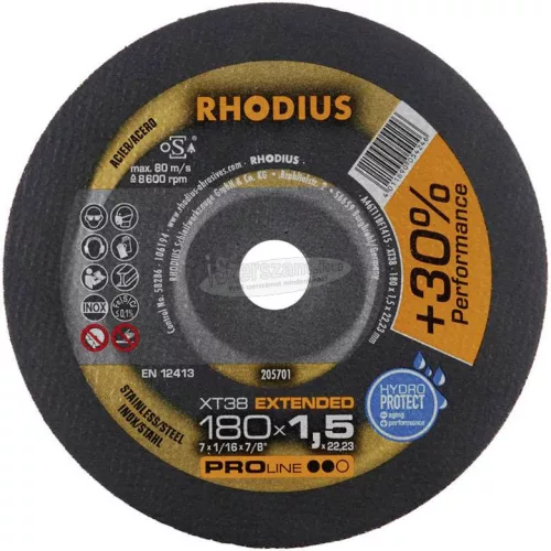 Rhodius XT38 205701 Vágótárcsa, egyenes 180mm 22.23mm 1db 205701