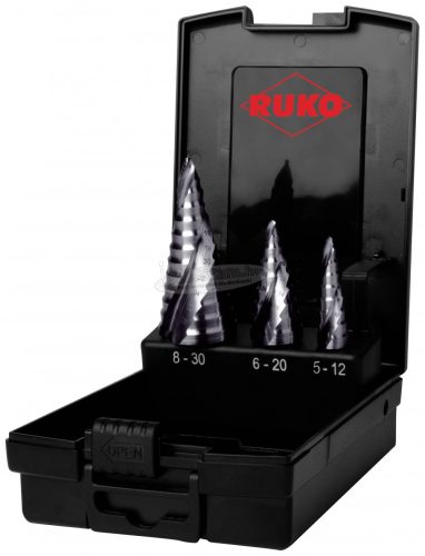 RUKO 101626PRO lépcsős fúró készlet 3 részes 5-12/6-20/8-30mm HSS 1 készlet 101626PRO
