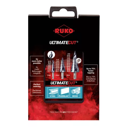 RUKO 101626PRO lépcsős fúró készlet 3 részes 5-12/6-20/8-30mm HSS 1 készlet 101626PRO