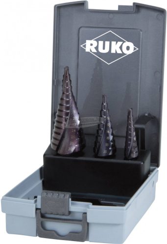 RUKO 101026FRO lépcsős fúró készlet 3 részes 4-12/4-20/4-30mm HSS 3 oldalú szár 1 készlet 101026FRO