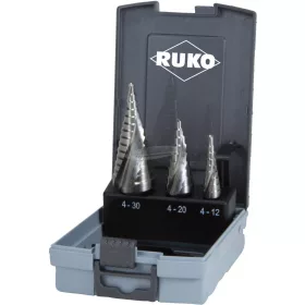   RUKO 101026RO lépcsős fúró készlet 3 részes 4-12/4-20/4-30mm HSS 3 oldalú szár 1 készlet 101026RO