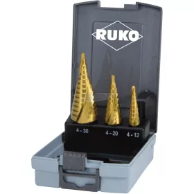   RUKO 101026TRO lépcsős fúró készlet 3 részes 4-12/4-20/4-30mm HSS 3 oldalú szár 1 készlet 101026TRO
