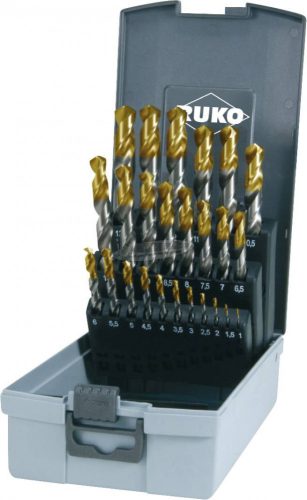 RUKO 2501215TRO HSS-G csigafúró készlet 25 részes 1/1.5/2/2.5/3/3.5/4/4.5/5/5.5/6/6.5/7/7.5/8/8.5 2501215TRO