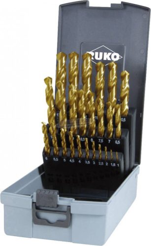 RUKO 250215TRO HSS-G csigafúró készlet 25 részes 1/1.5/2/2.5/3/3.5/4/4.5/5/5.5/6/6.5/7/7.5/8/8.5 250215TRO