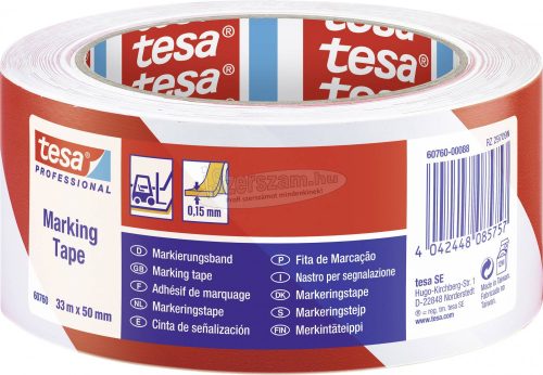 tesa 60760-00088-15 Padlójelölő szalag tesa Professional Pirosfehér 33mx50mm 1db 60760-00088-15