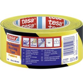   tesa PREMIUM Padlójelölő szalag Professional Fekete/sárga 33m x 50mm 1db 04169-00063-93