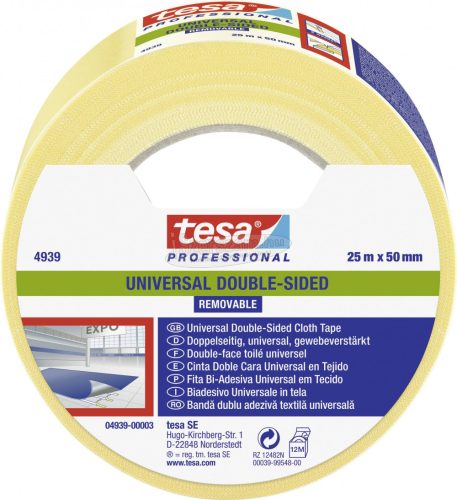 tesa UNIVERSAL REMOVABLE Visszaszedhető kétoldalas ragasztószalag Professional Fehér 25m x 50mm 1db 04939-00003-11