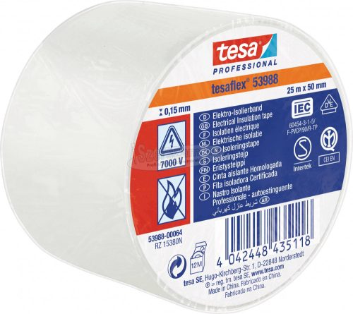 tesa 53988-00064-00 Szigetelőszalag tesa Professional Fehér 25mx50mm 1db 53988-00064-00