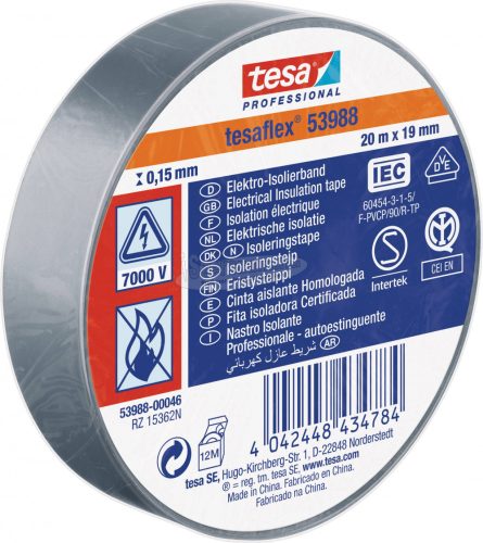 tesa 53988-00046-00 Szigetelőszalag tesa Professional Szürke 20mx19mm 1db 53988-00046-00