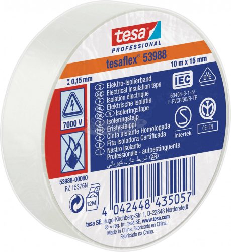 tesa 53988-00060-00 Szigetelőszalag tesa Professional Fehér 10mx15mm 1db 53988-00060-00