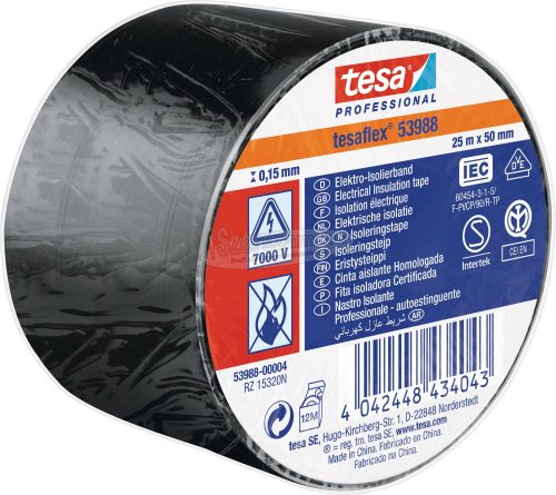 tesa 53988-00004-00 Szigetelőszalag tesa Professional Fekete 25mx50mm 1db 53988-00004-00