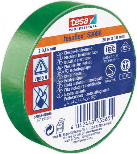 tesa Szigetelőszalag Professional Zöld 20m x 19mm 1db 53988-00106-00