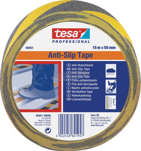 tesa Csúszásmentesítő szalag Professional Fekete, Sárga 15m x 50mm 1db 60951-00000-00