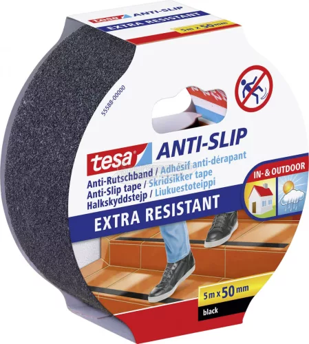 tesa EXTRA RESISTANT Csúszásmentesítő szalag Fekete 5m x 50mm 1db 55588-00000-11