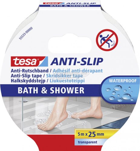 tesa BATH & SHOWER Csúszásmentesítő szalag Átlátszó 5m x 25mm 1db 55533-00000-11