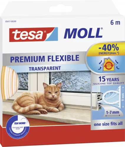 tesa PREMIUM FLEXIBLE Tömítőszalag tesamoll Átlátszó 6m x 9mm 1db 05417-00200-02