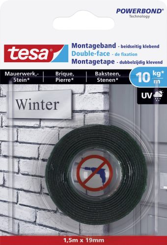 tesa BRICK & STONE Rögzítő szalag Powerbond Fekete 1,5m x 19mm 1db 77748-00000-00