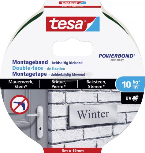 tesa BRICK & STONE Rögzítő szalag Powerbond Fekete 5m x 19mm 1db 77749-00000-00