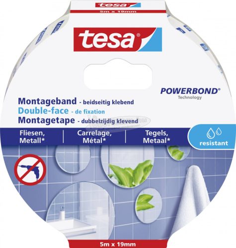 tesa TILES Rögzítő szalag Powerbond Fehér 5m x 19mm 1db 77745-00000-00