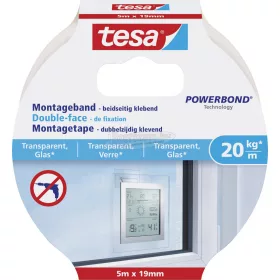   tesa GLASS Rögzítő szalag Powerbond Átlátszó 5m x 19mm 1db 77741-00000-00