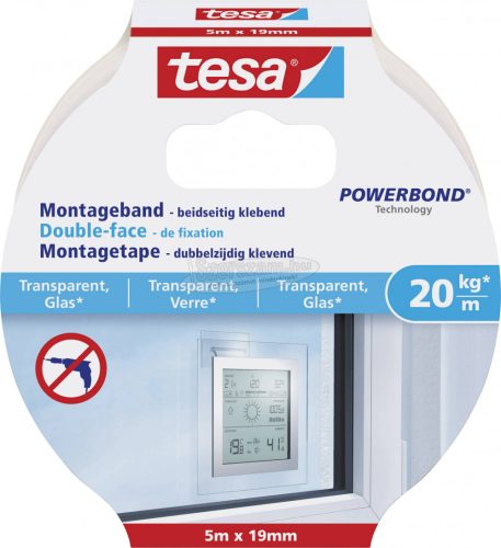 tesa GLASS Rögzítő szalag Powerbond Átlátszó 5m x 19mm 1db 77741-00000-00