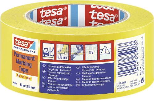 tesa PREMIUM Jelölő ragasztószalag Professional Sárga 33m x 50mm 1db 04169-00058-93