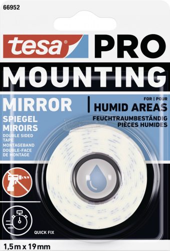 tesa Mounting PRO Spiegel Rögzítő szalag Fehér 1,5m x 19mm 1db 66952-00000-00