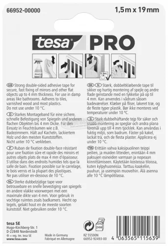 tesa Mounting PRO Spiegel Rögzítő szalag Fehér 1,5m x 19mm 1db 66952-00000-00