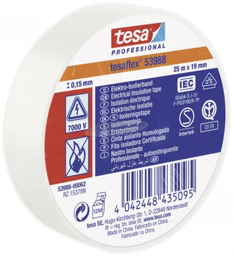 tesa tesaflex IEC Szigetelőszalag Fehér 25m x 19mm 1db 53988-00062-00