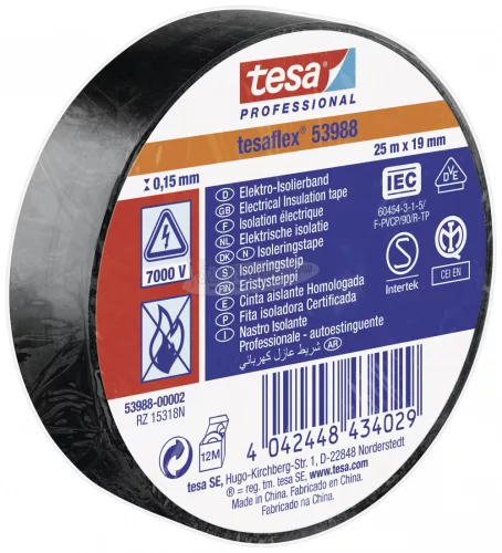 tesa tesaflex IEC Szigetelőszalag Fekete 25m x 19mm 1db 53988-00002-00