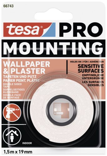 tesa Mounting PRO Tapete & Putz Rögzítő szalag Fehér 1,5m x 19mm 1db 66743-00000-00
