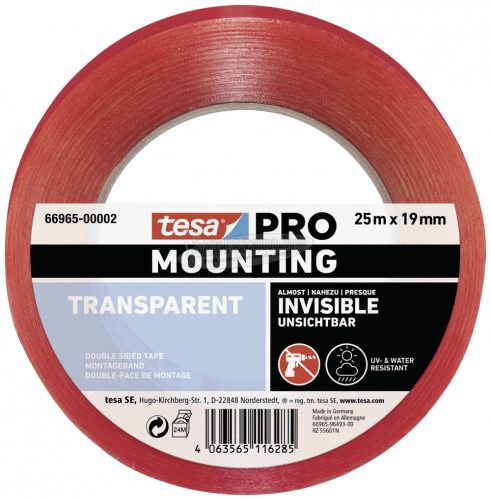 tesa Mounting PRO Transparent Rögzítő szalag Átlátszó 25m x 19mm 1db 66965-00002-00