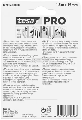 tesa Mounting PRO Transparent Rögzítő szalag Átlátszó 1,5m x 19mm 1db 66965-00000-00