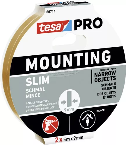tesa Mounting PRO Schmal Rögzítő szalag Fehér 10m x 9mm 2db 66714-00000-00