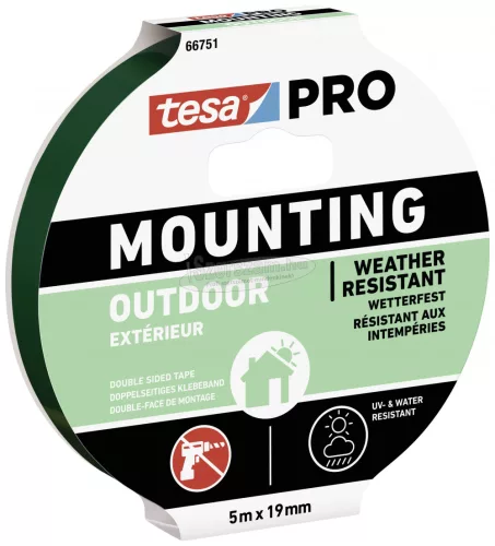tesa Mounting PRO Outdoor Rögzítő szalag Átlátszó 5m x 19mm 1db 66751-00001-00