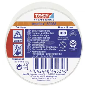   tesa tesaflex IEC Szigetelőszalag Fehér 10m x 19mm 1db 53988-00143-00