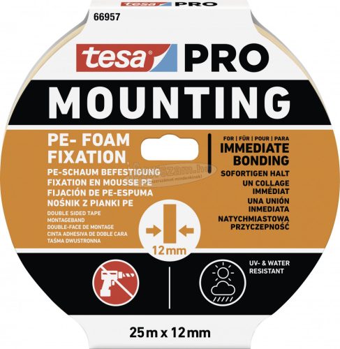 tesa Mounting PRO PE-Fixation Rögzítő szalag Fehér 25m x 12mm 1db 66957-00000-00