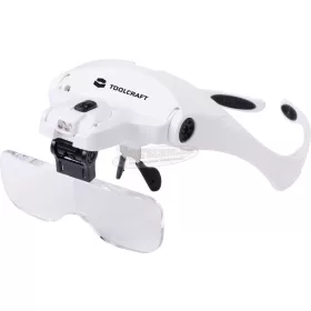   TOOLCRAFT 2469761 Nagyítós szemüveg LED-es világítással Nagyítási tényező: 3.5 x, 2.5 x, 2.0 x, 1.5 x, 1.0xLencseméret: 95mmx34mm 2469761