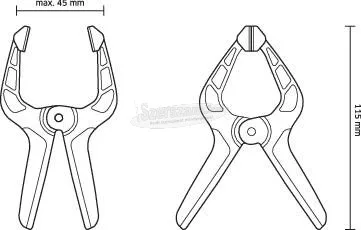 TOOLCRAFT Rugós szorító 45mm 6 kg TOOLCRAFT 1611467 Szorítási szélesség (max.):45mm Méret, hossz: 115mm Visszavonás:50mm 1611467
