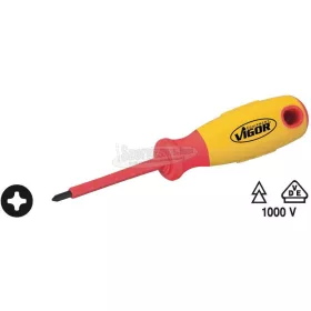   Vigor V2063 szigetelt VDE 1000V Phillips csavarhúzó PH1 80mm V2063