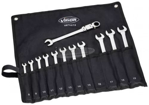 Vigor V6752/12 V6752/12 Csuklós gyűrűs villáskulcs V6752/12