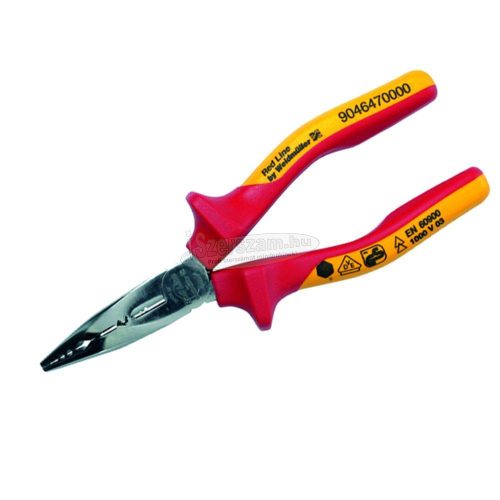 Weidmüller 9046470000 szigetelt VDE 1000V Lapos kerek csőrű fogó Egyenes 210mm 9046470000