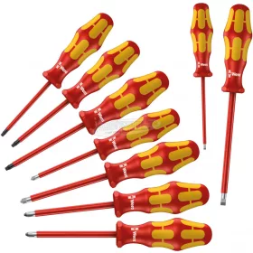   WERA 160i/162i/167i/9 szigetelt VDE 1000V Csavarhúzó készlet 9 részes Egyeneshornyú, Phillips, Pozidriv, TORX 5133355001