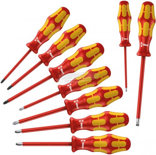 WERA 160i/162i/167i/9 szigetelt VDE 1000V Csavarhúzó készlet 9 részes Egyeneshornyú, Phillips, Pozidriv, TORX 5133355001